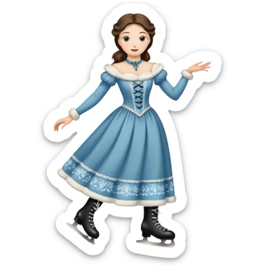 Victorian ice skater in a long dress sticker
