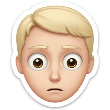 anxious face emoji, wide eyes, furrowed brows, small frown, subtle sweat drop sticker