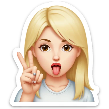 girl sticking her tongue out while sticking up the middle finger  sticker