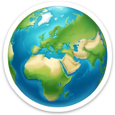 Earth globe with green continents clearly shaped to form the number 812 against blue oceans, iOS emoji style sticker