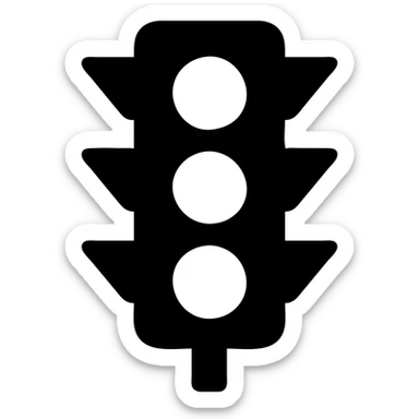 vertical traffic light in soft blue-grey color, solid filled icon style sticker