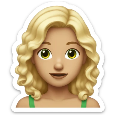 girl with tanish skin, green eyes, and wavy blonde hair sticker