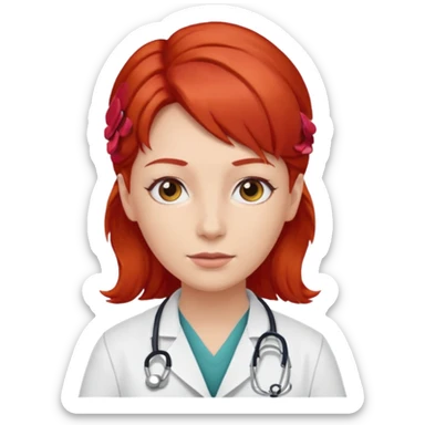 doctor with redhairclips  sticker