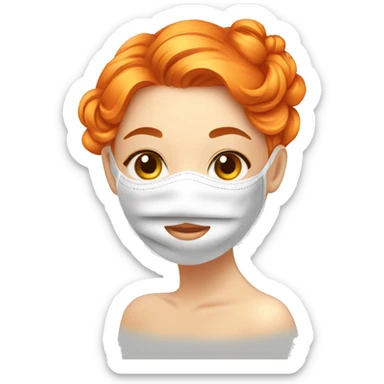 Girl with orange hair with face mask spa beauty full face relaxing sticker