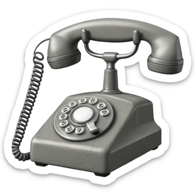 Minimalist emoji-style sticker of an old phone receiver with no signal waves, cracked and floating. Desaturated tones.
 sticker