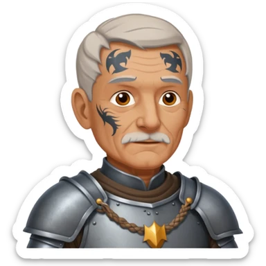elderly tattooed knight, tattooed shoulder sticker