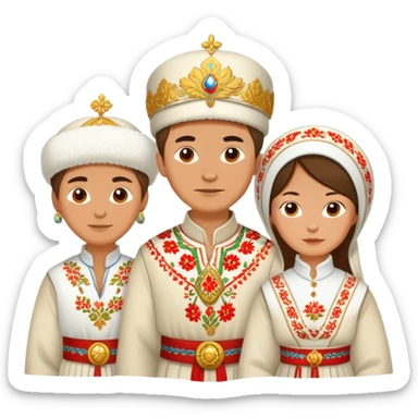 Three Russian people in traditional clothing as a group sticker