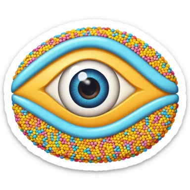 A wrapped candy that looks like an eye with sprinkles  sticker
