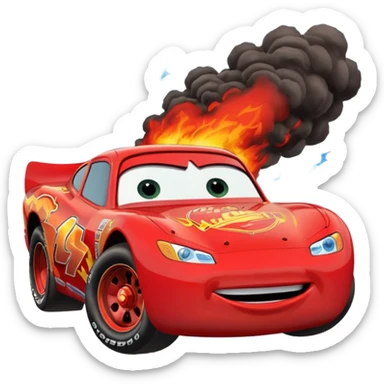 Lightning McQueen escaping a volcanic eruption sticker