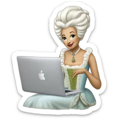 marie antoinette with a macbook sticker