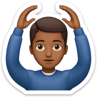 🥷🏽: inspire toi de cet emoji faisant en sorte qu’il est les mains sur les deux côtés de la tête  sticker