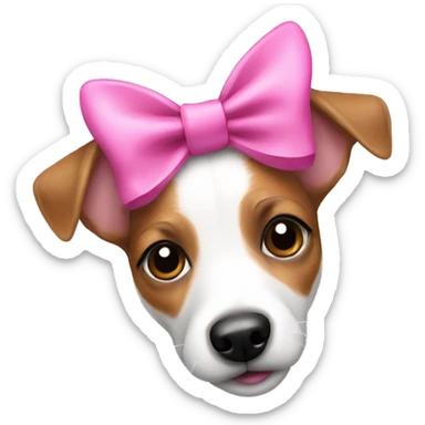 jack Russell with a pink bow sticker