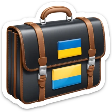 Work opportunities symbol with briefcase and German and Ukrainian flags sticker