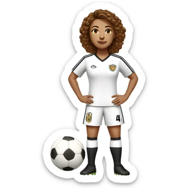 A Soccer Player white women with Brown Hairs with Jersey number 4 with a crown and a Ball under her foot   sticker
