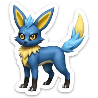 Lucario-Umbreon-Zeraora-Jolteon-Fakémon-hybrid-creature (full body)  sticker