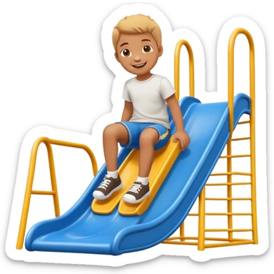 child sliding down a playground slide, cheerful and playful sticker