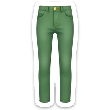 A 3D cartoon green  jeans with pockets and stitching details, casual slim fit, clean isolated background, Memoji-style. sticker