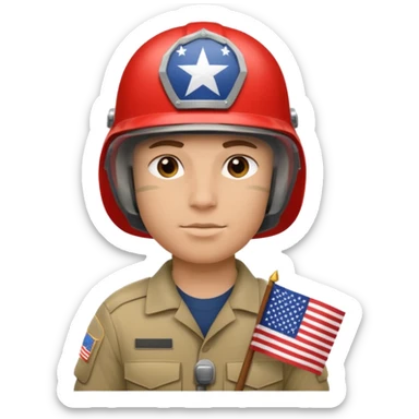 generate realistic white american soldier with small usa flag on shoulder sticker