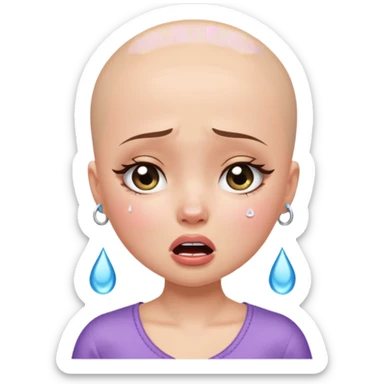 a pretty bratz fair bald girl crying  sticker