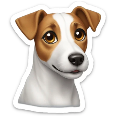 Jack Russell Terrier with a sticker