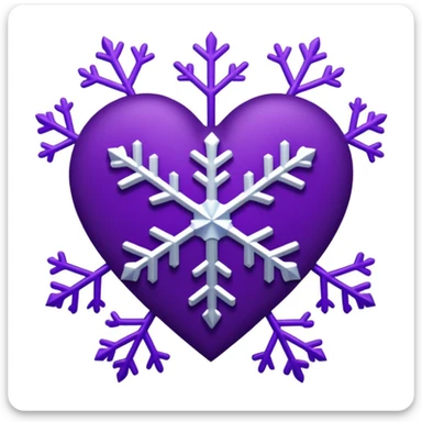 purple heart with a snowflake motif sticker