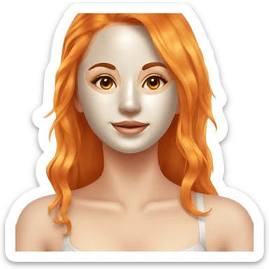 Girl with orange hair with face mask spa beauty full face relaxing sticker