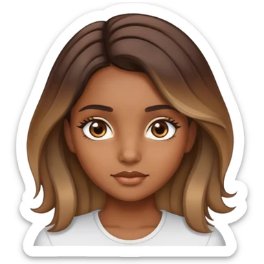 Chica morena con cabello balayage ojos color marrón  sticker