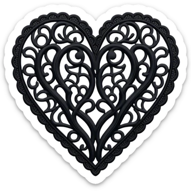 Black lace heart sticker