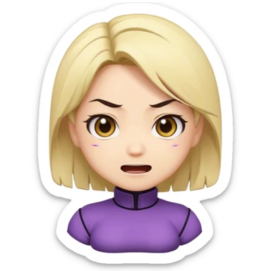 Chibi anime emoji of Nina Williams (Tekken), super-deformed proportions, big expressive eyes, minimal details, bold outlines, flat colors, cute facial expressions (smile, surprised, angry), sticker emoji style, clean background, wholesome and safe sticker