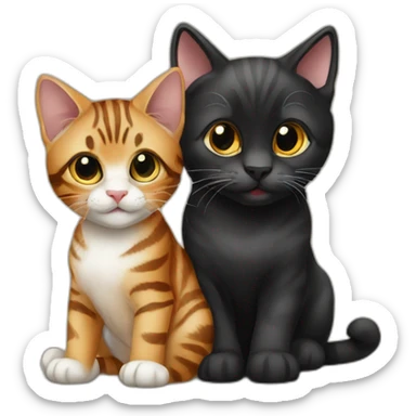 two-cats-bengal-and-cat-black-kitten-together sticker