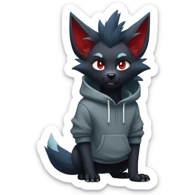 Cool Edgy Zorua-Zoroark-Mightyena with a collar and hoodie-sweater full body sticker