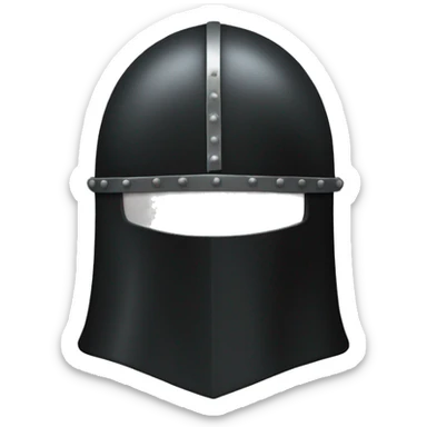 "A robust, black knight's helmet providing full coverage." sticker