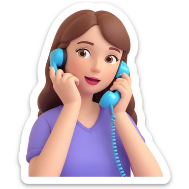 girl talking on phone bedroom background, close up pose sticker