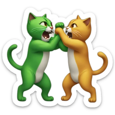 two cat gree fighting sticker