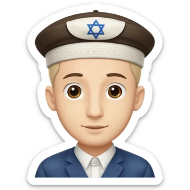 A Jewish male with a large nose and a dome on his head sticker
