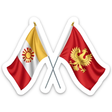 a flat flag that is split down the middle of half the polish flag and half the macedonian flag sticker