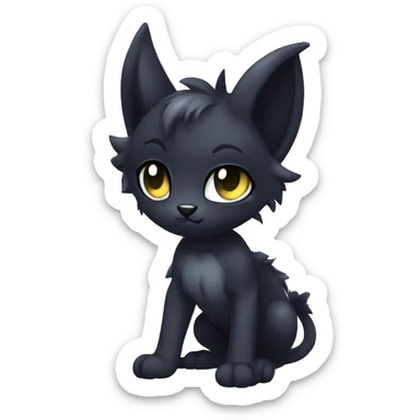 Anthro Dark Beautiful Shiny Edgy Cool Shy Grumpy FurSona Feline-Bat-Fakemon Long Emo Hai-bangs  Vtuber Model sticker