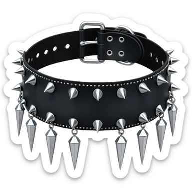 Metal garter with inward-facing spikes, fetish gothic artifact sticker