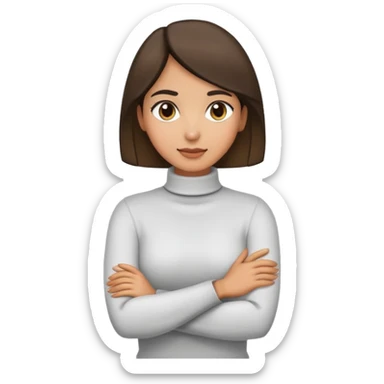 Woman with arms crossed around neck sticker
