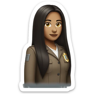 Brunette girl with long straight dark brown hair in the criminal justice career field  sticker