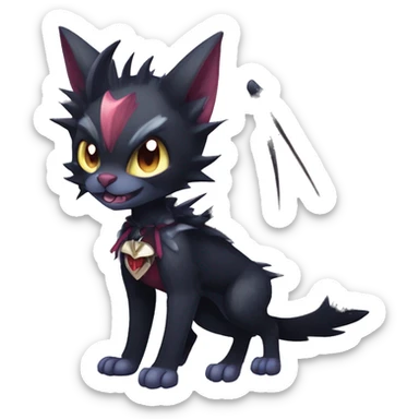   cool edgy beautiful anime-style ethereal dark-punk-themed animal vampiric Nargacuga-cat-hybrid Fakemon with big fangs and bat-wing-ears with a cape full body sticker