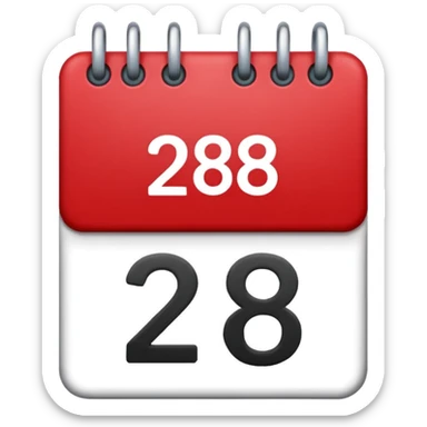 calendar with number 28 red top sticker