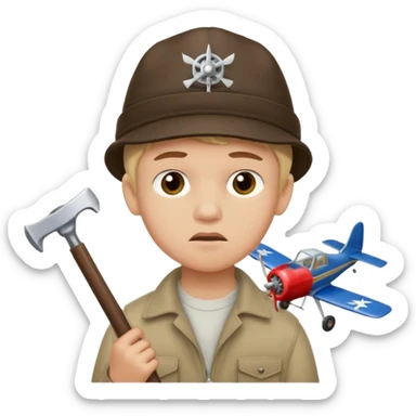 13 y/o Brian robeson at the beginning of Hatchet
struggling with his parents' recent divorce and harboring . He is angry, self-pitying
He is carrying a hatchet
He is on a single-engine plane with a pilot who soon suffers a heart attack, leaving Brian to navigate the crash and his new, harsh reality. sticker