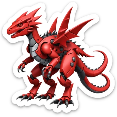 Cool Edgy Black Red Digimon-Fakemon-Guilmon-Velociraptor-Dragon-Mecha full body sticker