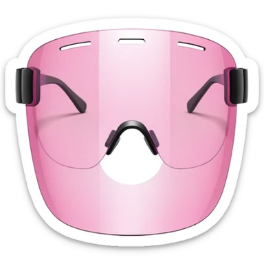 pink tinted shield visor glasses, frameless Y2K style, one continuous lens, minimalist design sticker