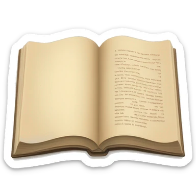 An open, hardcover book, depicted with a beige cover. Commonly used for various content concerning reading, writing, learning, and schooling. sticker