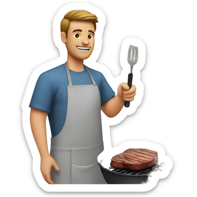 guy cooking a steak at a barbecue  sticker