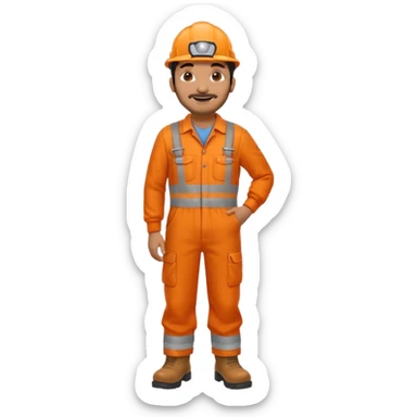 Indian male railway engineer orange overalls, boots  sticker