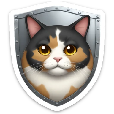 Fat calico cat with a shield  sticker