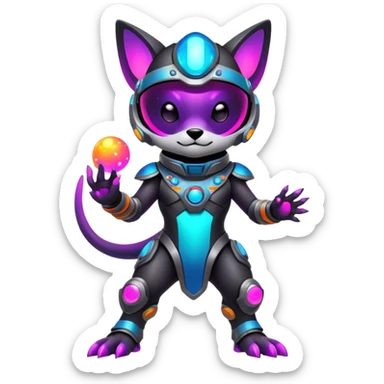 Epic Edgy Cute Colorful Vibrant Dark Nebula Modern Vernid-Protogen-creature-animal, full body sticker
